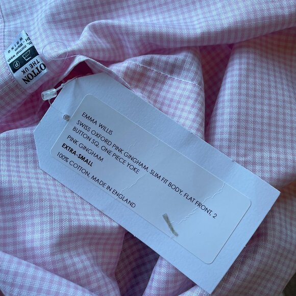 EMMA WILLIS Slim-Fit Checked Cotton Oxford Shirt Size XS NWT Made in England - Picture 4 of 6